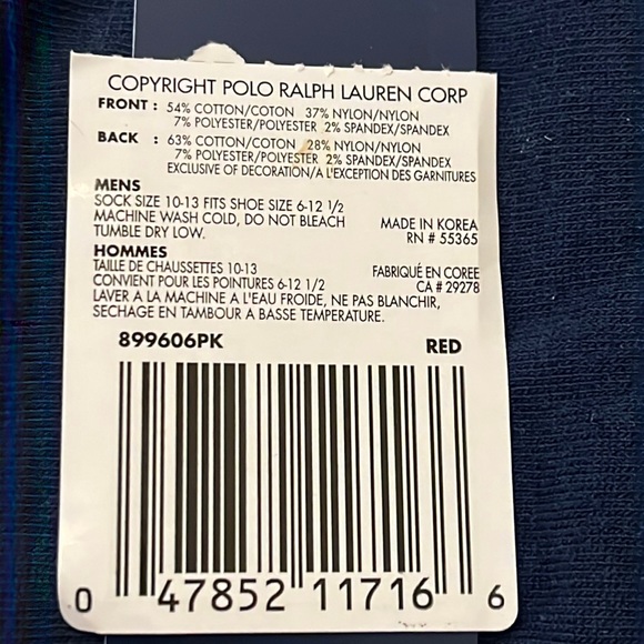 Polo Ralph Lauren Martini Preppy Bear Casual Socks new Mens Shoe Size 6-12.5 - Picture 9 of 9